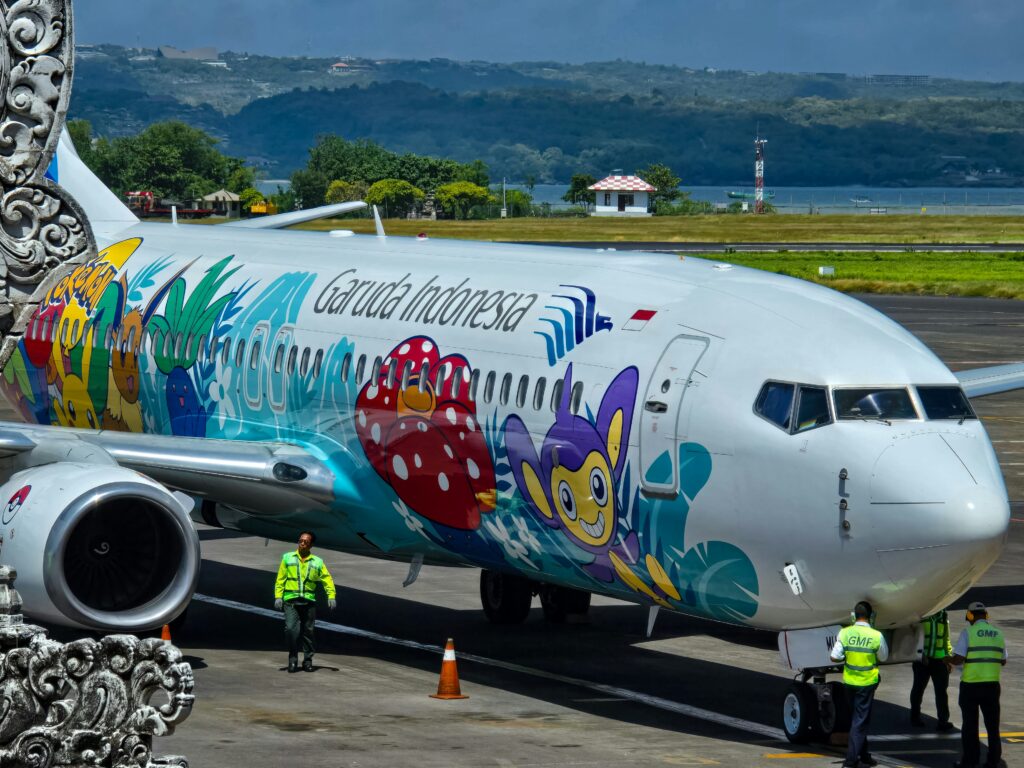 vliegtuig Garuda Indonesia vliegveld Bali